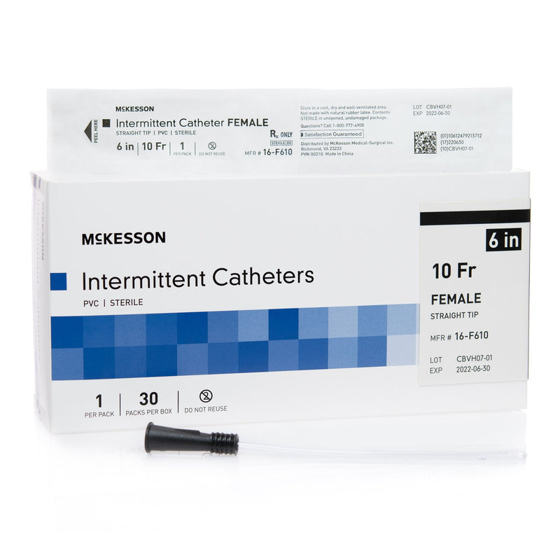 Urethral Catheter McKesson Straight Tip Uncoated PVC 10 Fr. 6 Inch Length (Case)