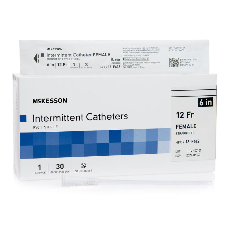 Urethral Catheter McKesson Straight Tip Uncoated PVC 12 Fr. 6 Inch Length (Case)