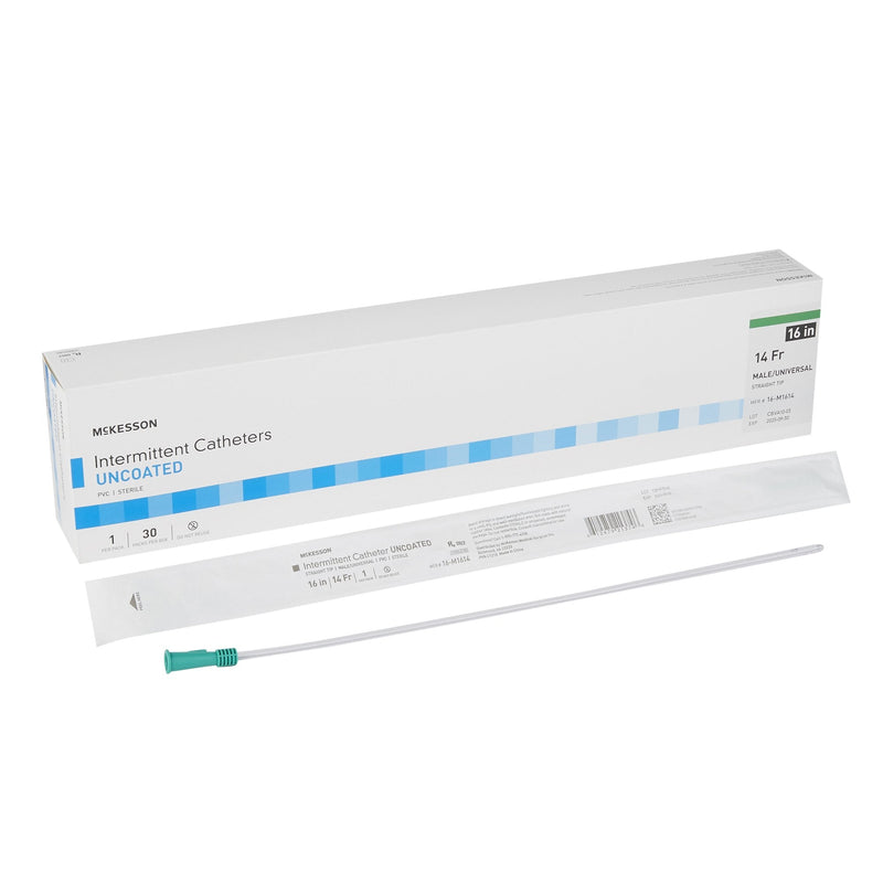 Urethral Catheter McKesson Straight Tip Uncoated PVC 14 Fr. 16 Inch Length 