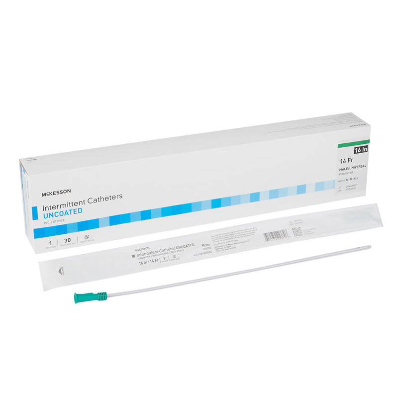 Urethral Catheter McKesson Straight Tip Uncoated PVC 14 Fr. 16 Inch Length (Case)