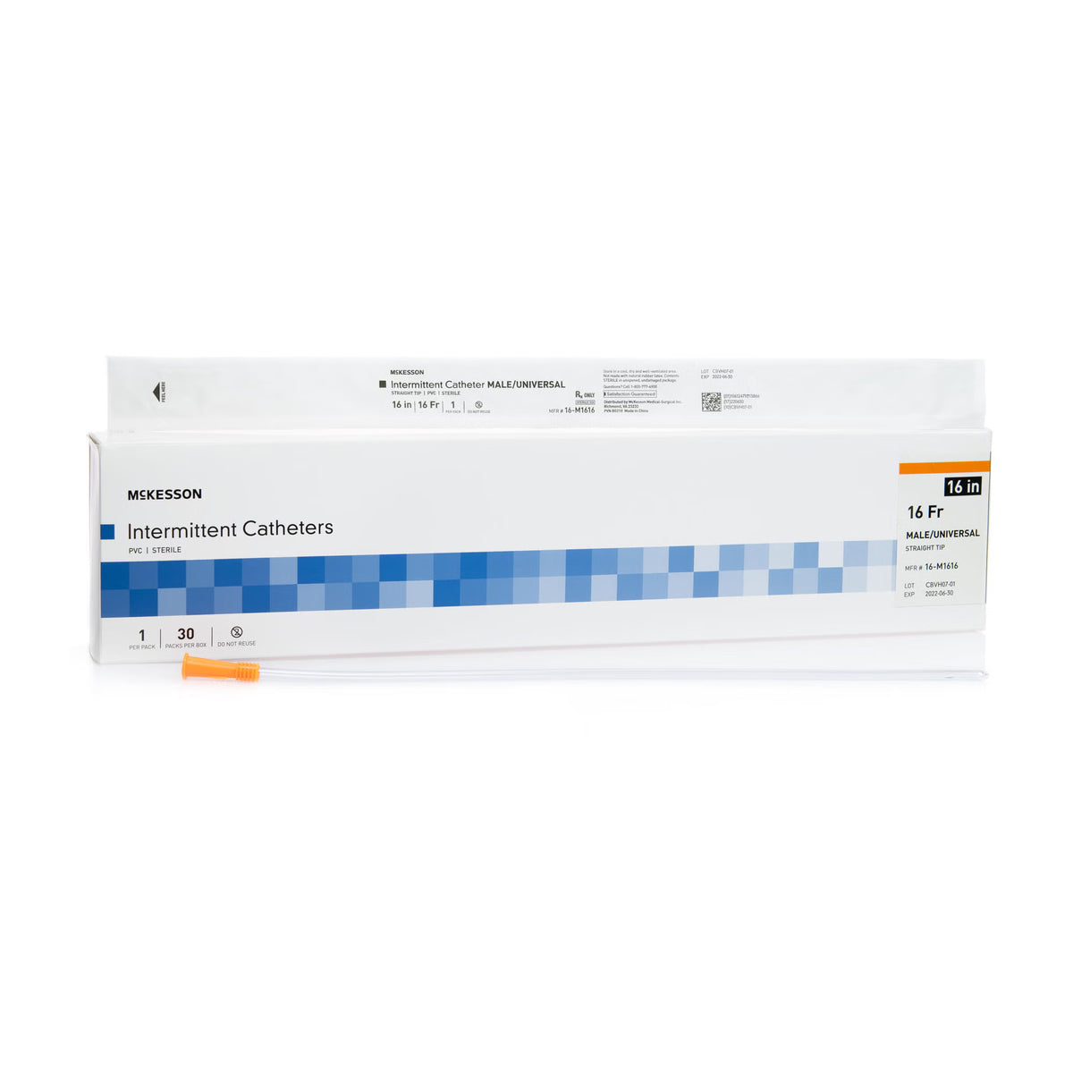 Urethral Catheter McKesson Straight Tip Uncoated PVC 16 Fr. 16 Inch Length (Case)