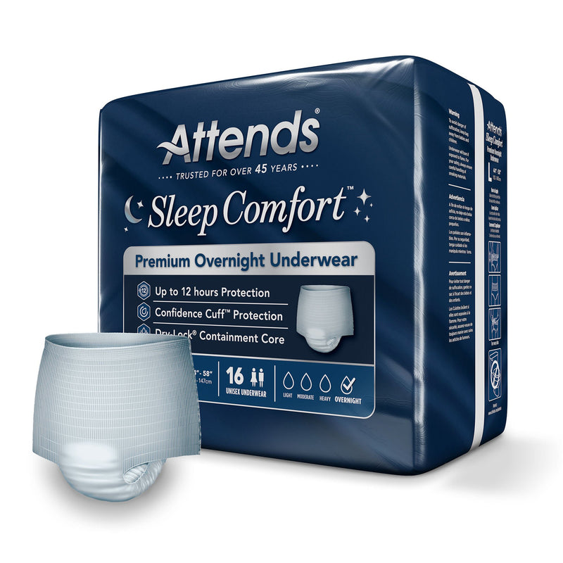 Attends Sleep Comfort Premium Overnight Underwear, Large, 44 – 58 Inches (16/BG)