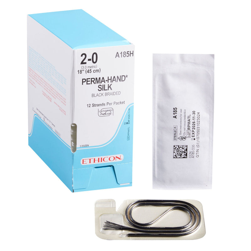 Nonabsorbable Suture without Needle Perma - Hand SUTUPAK Silk Size 2-0 18 Inch Suture Braided (Box of 36)