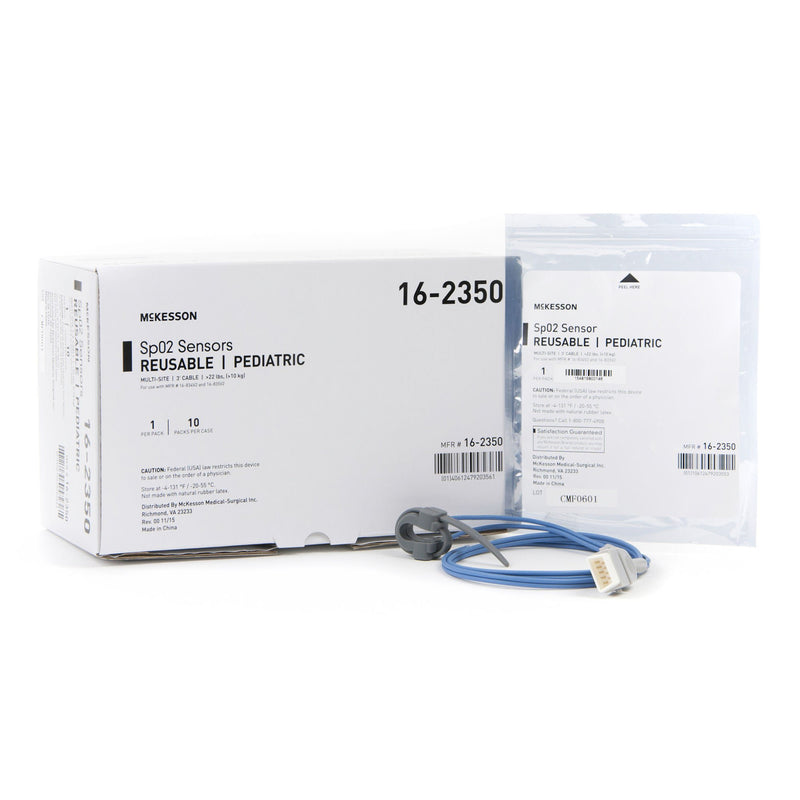 SpO2 Sensor McKesson Multi-Site Pediatric Reusable 3 Foot Cord (Case of 10)