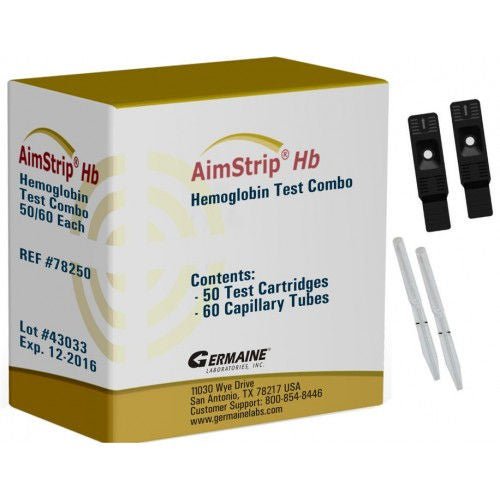 Hematology Test Kit AimStrip Hemoglobin 50 Tests CLIA Waived 