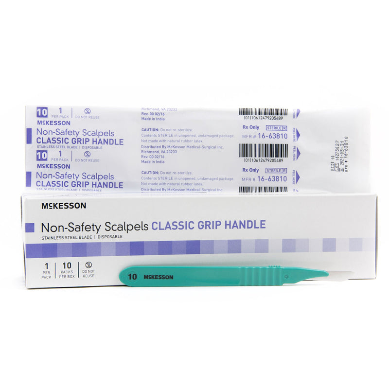 Scalpel McKesson No. 10 Stainless Steel / Plastic Classic Grip Handle Sterile Disposable (Case of 100)