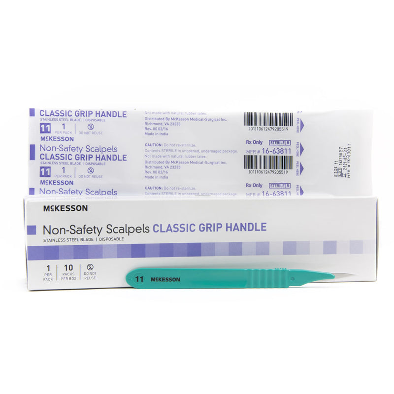 Scalpel McKesson No. 11 Stainless Steel / Plastic Classic Grip Handle Sterile Disposable (Case of 100)