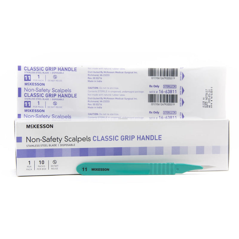 Scalpel McKesson No. 11 Stainless Steel / Plastic Classic Grip Handle Sterile Disposable 
