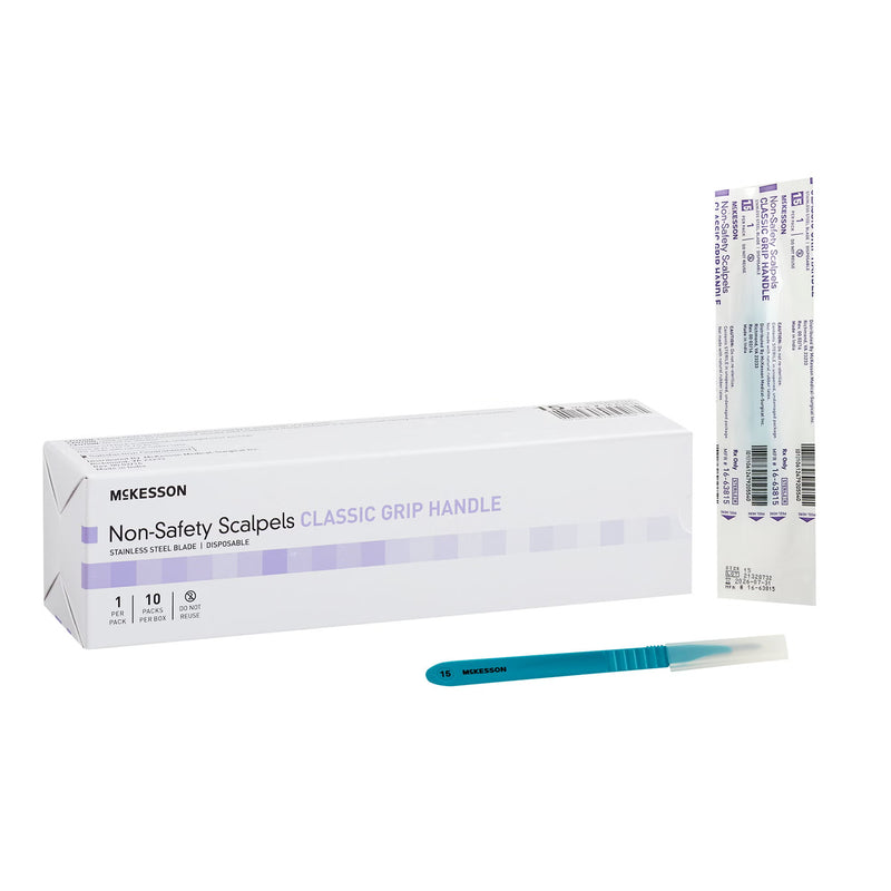 Scalpel McKesson No. 15 Stainless Steel / Plastic Classic Grip Handle Sterile Disposable (Case of 100)