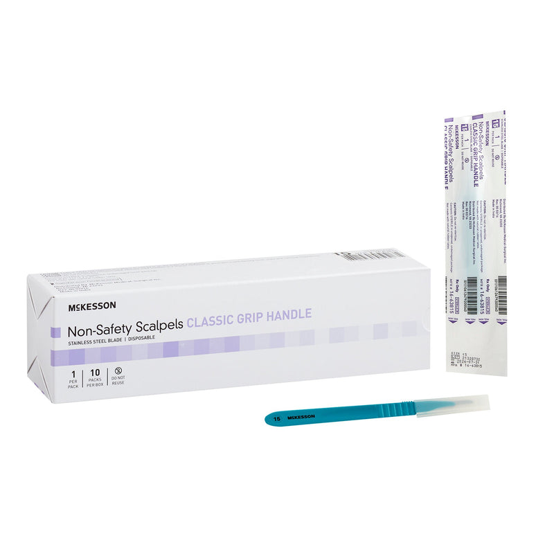 Scalpel McKesson No. 15 Stainless Steel / Plastic Classic Grip Handle Sterile Disposable (Case of 100)