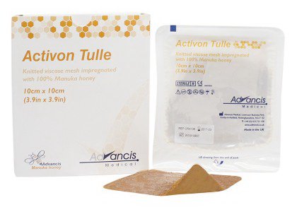 Honey Impregnated Wound Dressing Activon Tulle Square 4 X 4 Inch Sterile 