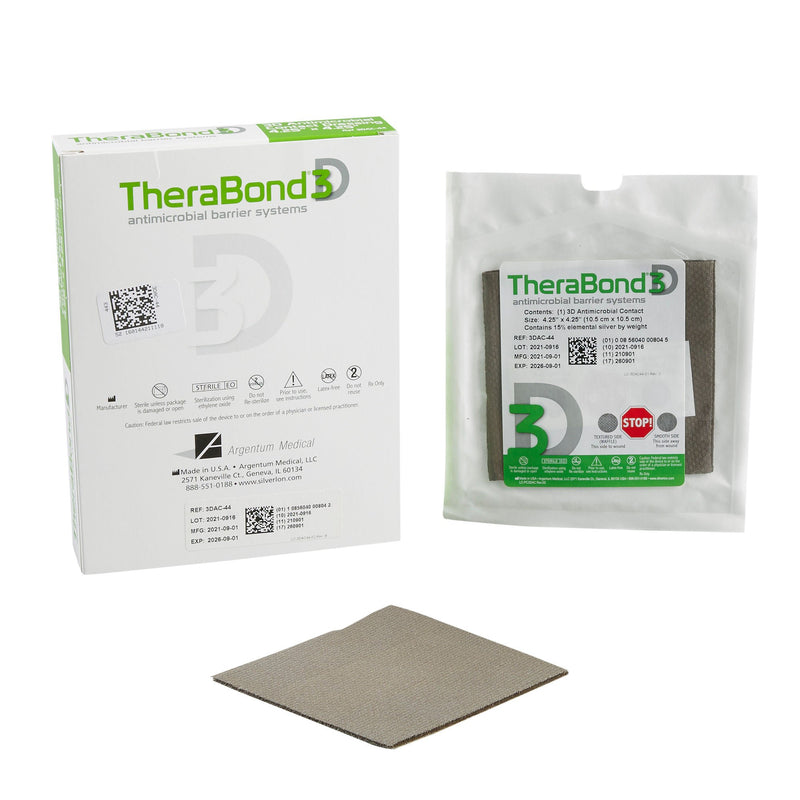 Silver Wound Contact Layer Dressing TheraBond 3D 4-1/2 X 4-1/4 Inch Square Sterile (Box of 10)