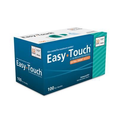 Standard Insulin Pen Needle EasyTouch 32 Gauge 4 mm Length NonSafety 