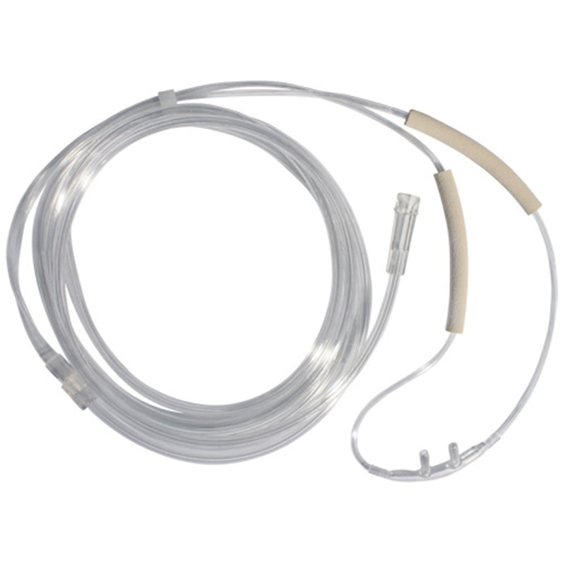 Nasal Cannula with Ear Cushion Adult Curved Prongs 7 Foot Tubing Low Flow Rate (Case of 25)