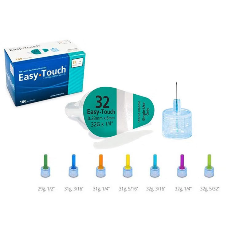 Standard Insulin Pen Needle EasyTouch 32 Gauge 6 mm Length NonSafety 