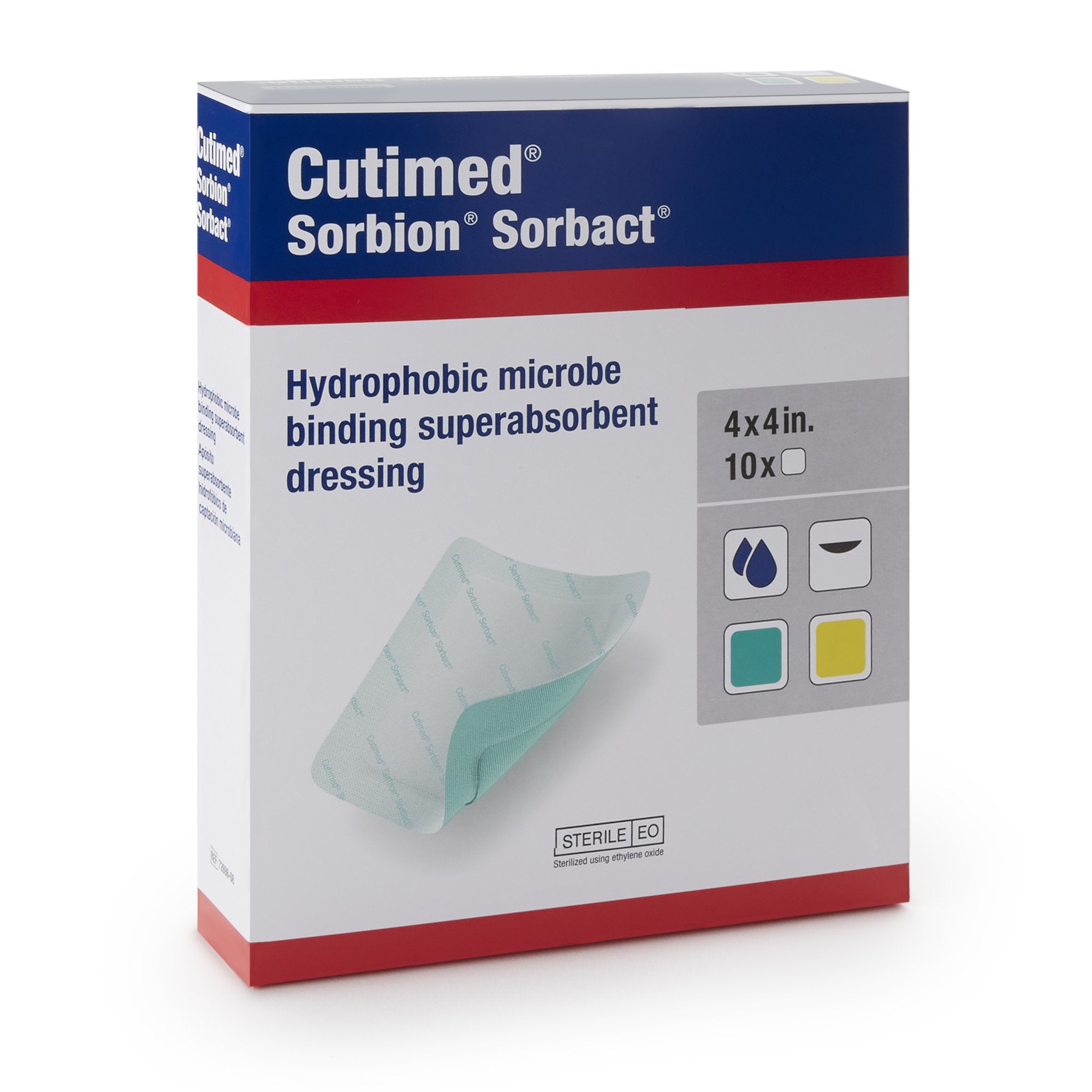 Super Absorbent Antimicrobial Dressing Cutimed Sorbion Sorbact 4 X 4 Inch Square 