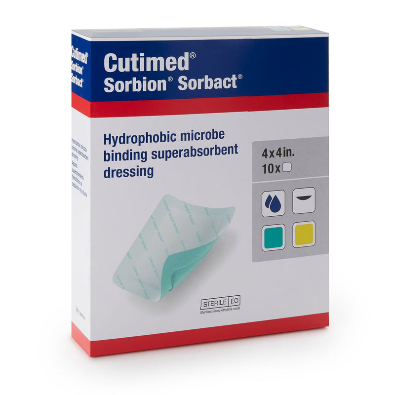 Super Absorbent Antimicrobial Dressing Cutimed Sorbion Sorbact 4 X 4 Inch Square 