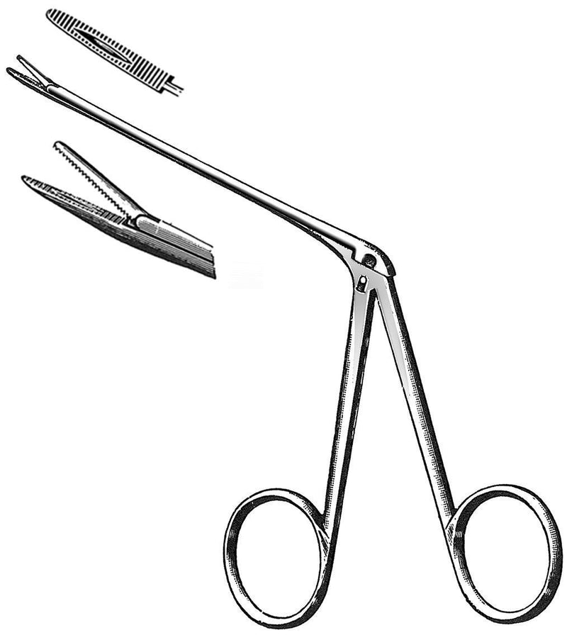 Alligator Forceps Hartmann 3-1/2 Inch Length Floor / Office Grade Pakistani Stainless Steel NonSterile Locking Finger Ring Handle Straight Serrated Tips with Groove (Each)