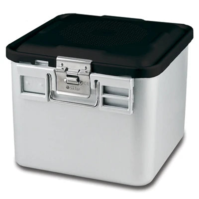SklarLite Sterilization Container - Half-Size, Safe Lid, Perforated Bottom, 11-1/4" x 11" x 10", Black - 10-4738