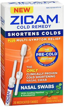 Cold and Sinus Relief Zicam 4X - 4X - 4X Strength Nasal Swab 20 per Box 