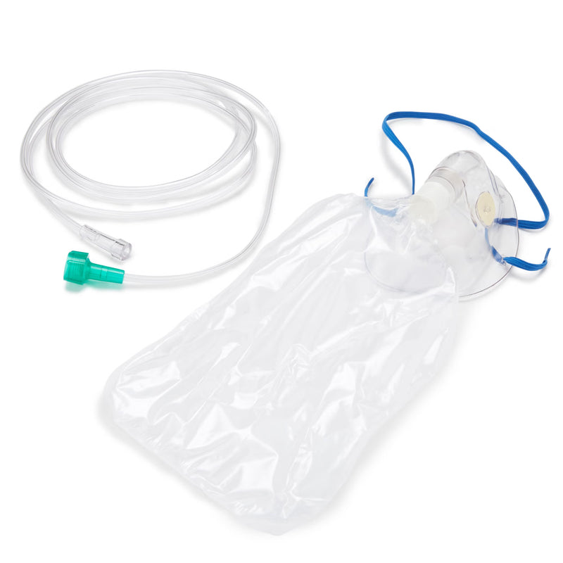 NonRebreather Oxygen Mask McKesson Elongated Style Adult One Size Fits Most Adjustable Head Strap (Case of 50)