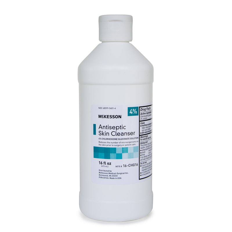 Antiseptic Skin Cleanser McKesson 16 oz. Flip-Top Bottle 4% Strength CHG (Chlorhexidine Gluconate) / Isopropyl Alcohol NonSterile 