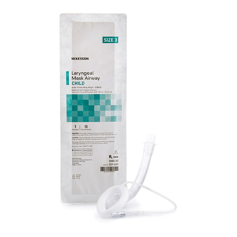Curved Laryngeal Mask McKesson Size 3 20 mL Cuff PVC Single Patient Use Sterile 