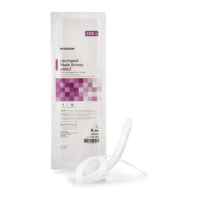 Curved Laryngeal Mask McKesson Size 4 30 mL Cuff PVC Single Patient Use Sterile 