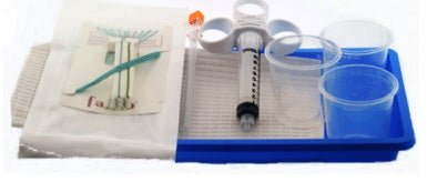 BR Surgical Minor Balloon Sinus Kit, (5) per box: 4-ply 17" x 19" Towel/Drape, 10cc Control Syringe, Neuro Sponges ½" x 3" (10 Patties/Card), 2oz Medicine Cups (3 per pack), 25ga x 3½" Spinal Needle, Half Shallow Tray, 24" x 24" Wrap, Sterilization Pouch