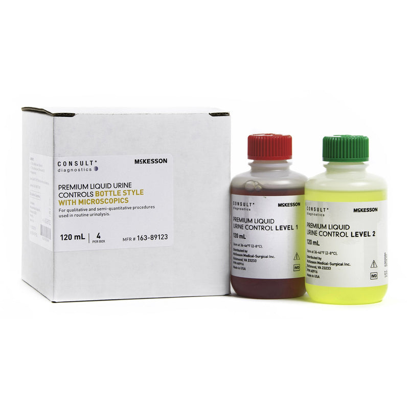 Urine Chemistry Control Set McKesson Consult Microscopic Testing Positive Level / Negative Level 2 Level 1 (Abnormal) 120 mL Bottles, 2 Level 2 (Normal with hCG) 120 mL Bottles 