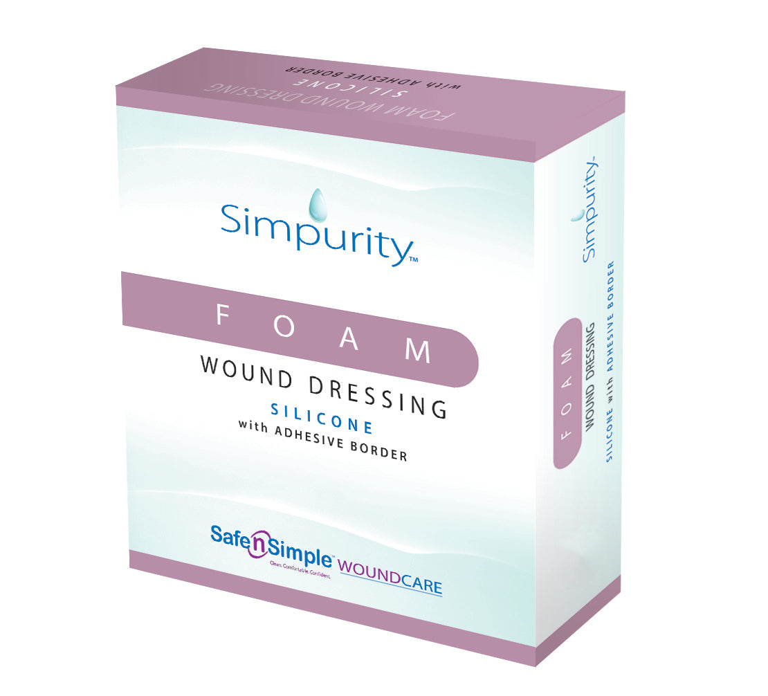 Foam Dressing Simpurity 3 X 3 Inch With Border Without Film Backing Silicone Face and Border Square Sterile 