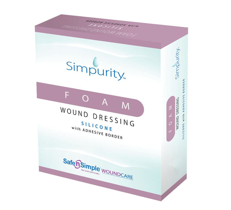 Foam Dressing Simpurity 3 X 3 Inch With Border Without Film Backing Silicone Face and Border Square Sterile (Case of 192)