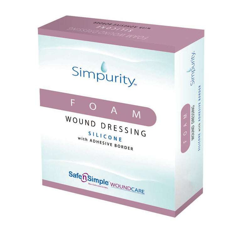 Foam Dressing Simpurity 3 X 3 Inch With Border Without Film Backing Silicone Face and Border Square Sterile 