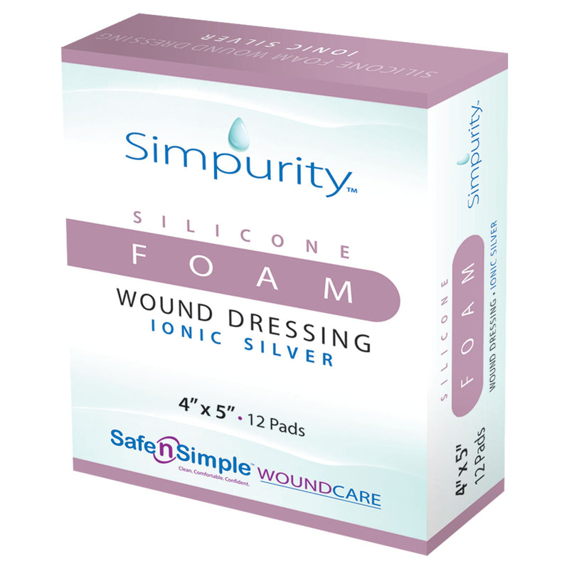 Silver Foam Dressing Simpurity 4 X 5 Inch Rectangle Sterile (Case of 192)