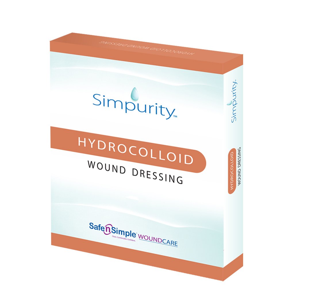 Hydrocolloid Dressing Simpurity Film Backing 4 X 4 Inch Square Hydrocolloid / Film 
