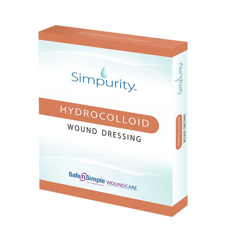 Hydrocolloid Dressing Simpurity Film Backing 4 X 4 Inch Square Hydrocolloid / Film (Case of 144)