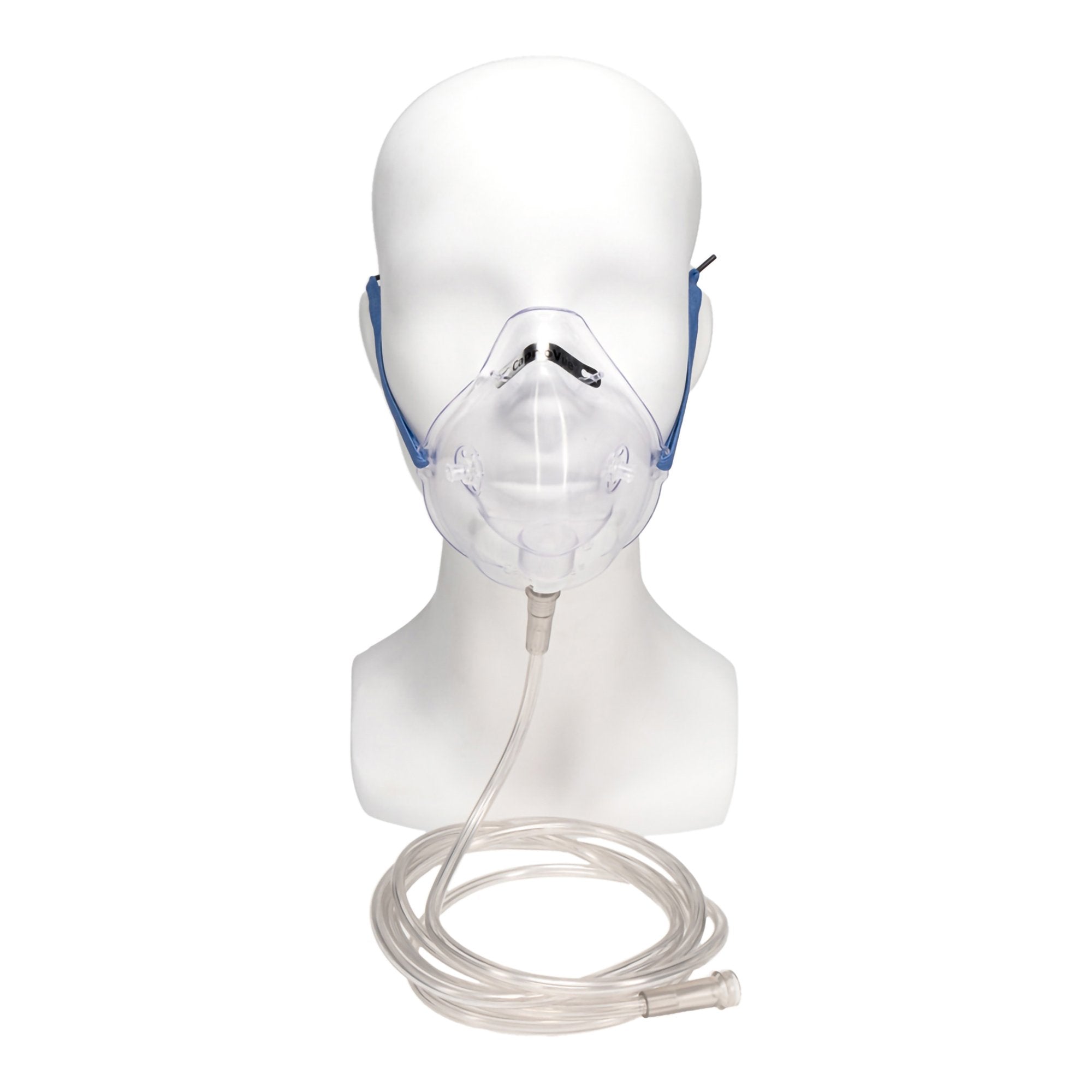 Oxygen Mask with ETCO2 Monitoring CapnoVue Elongated Style Adult One Size Fits Most Adjustable Head Strap 