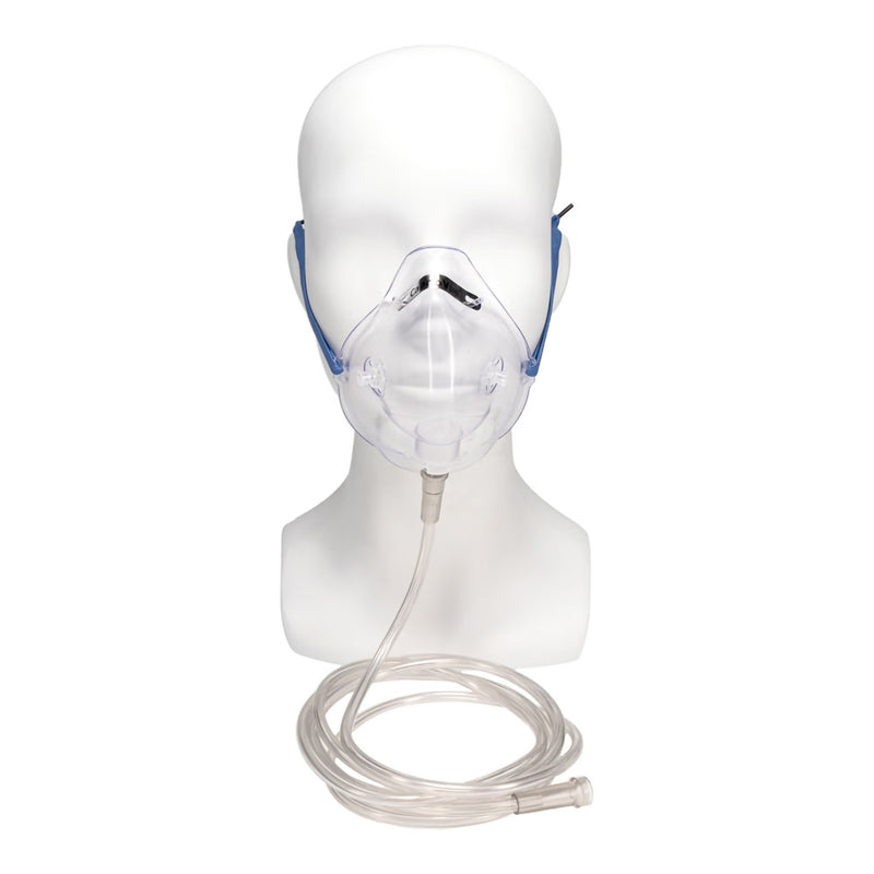 Oxygen Mask with ETCO2 Monitoring CapnoVue Elongated Style Adult One Size Fits Most Adjustable Head Strap