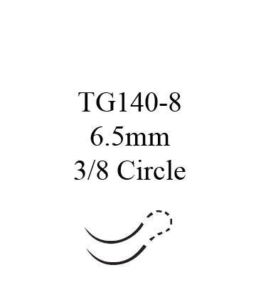 Absorbable Suture with Needle Coated Vicryl Polyglactin 910 TG140-8 3/8 Circle Spatula Needle Size 8-0 Braided (Box of 12)