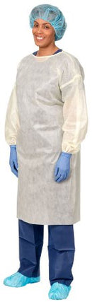 GOWN SMS ISOLATION L2 YW UNVFL BK W/ELSTIC CUFF YW 100/CS
