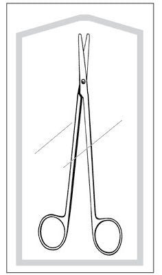 Dissecting Scissors Econo Sterile Metzenbaum-Lahey 5-1/2 Inch Length Floor / Office Grade Pakistani Stainless Steel Sterile Finger Ring Handle Curved on Flat Blunt Tip / Blunt Tip (Carton of 12)