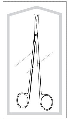Dissecting Scissors Econo Sterile Metzenbaum-Lahey 5-1/2 Inch Length Floor / Office Grade Pakistani Stainless Steel Sterile Finger Ring Handle Curved on Flat Blunt Tip / Blunt Tip 