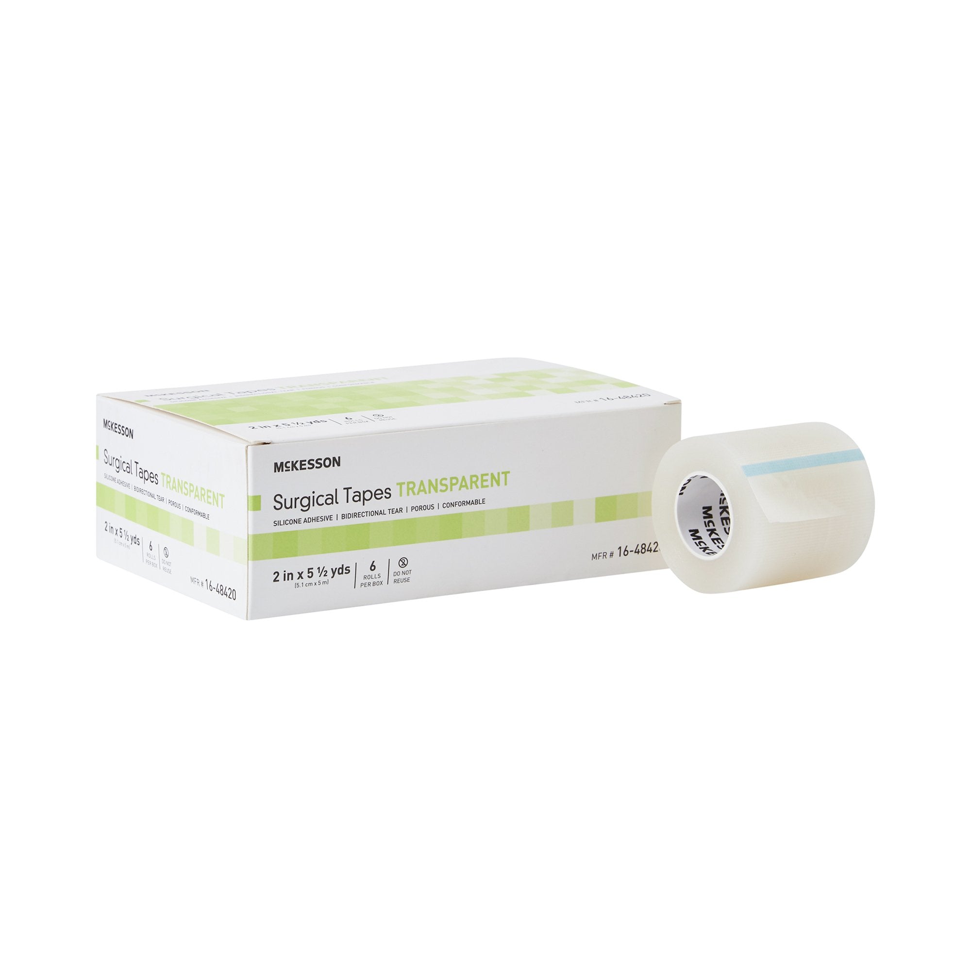 Medical Tape McKesson Transparent 2 Inch X 5-1/2 Yard Plastic / Silicone NonSterile 
