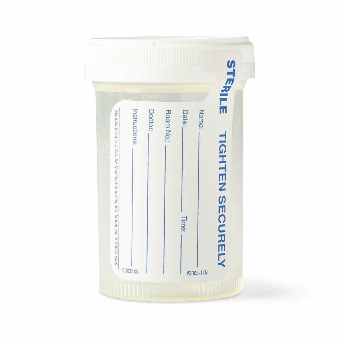 Medline Specimen Container for Pneumatic Tube Systems Click-N-Close 90 mL (3 oz.) Screw Cap Patient Information Sterile Fluid Path (DYND30362 / CS) 