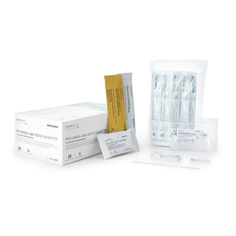 Respiratory Test Kit McKesson Consult Influenza A + B 25 Tests CLIA Waived Sample Dependent 