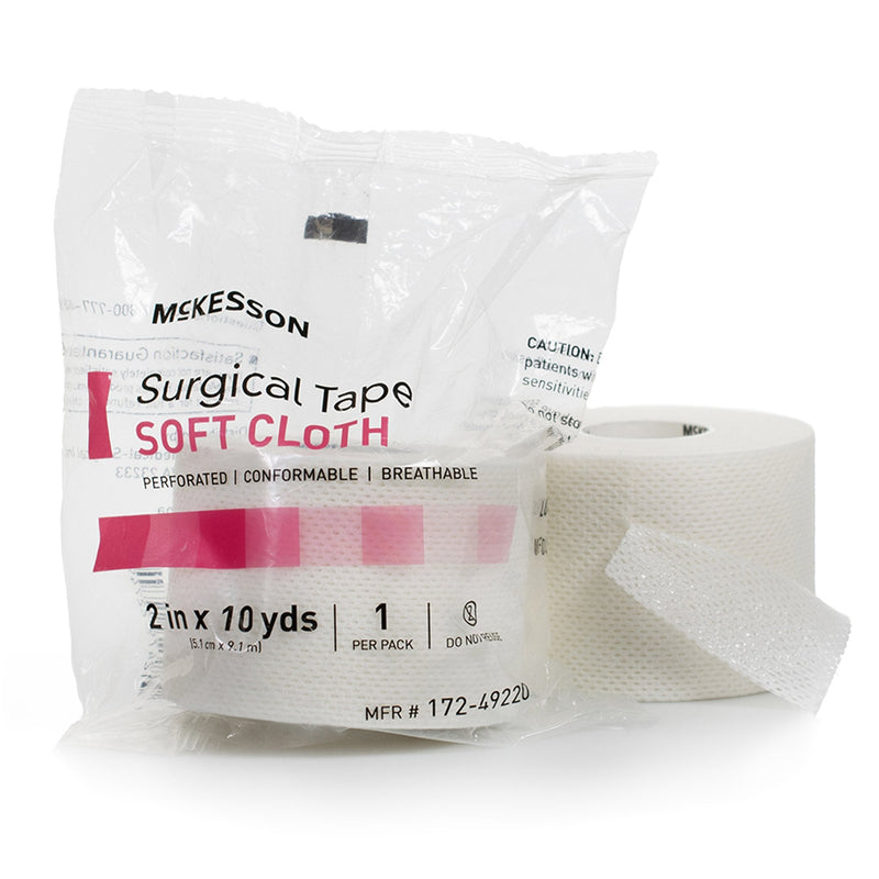 Perforated Medical Tape McKesson White 2 Inch X 10 Yard Soft Cloth NonSterile 