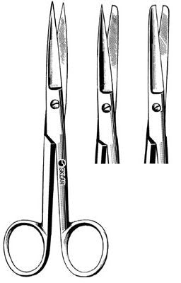 Operating Scissors Econo Sterile 5-1/2 Inch Length Floor / Office Grade Pakistani Stainless Steel Sterile Finger Ring Handle Straight Blunt Tip / Blunt Tip (Box of 20)