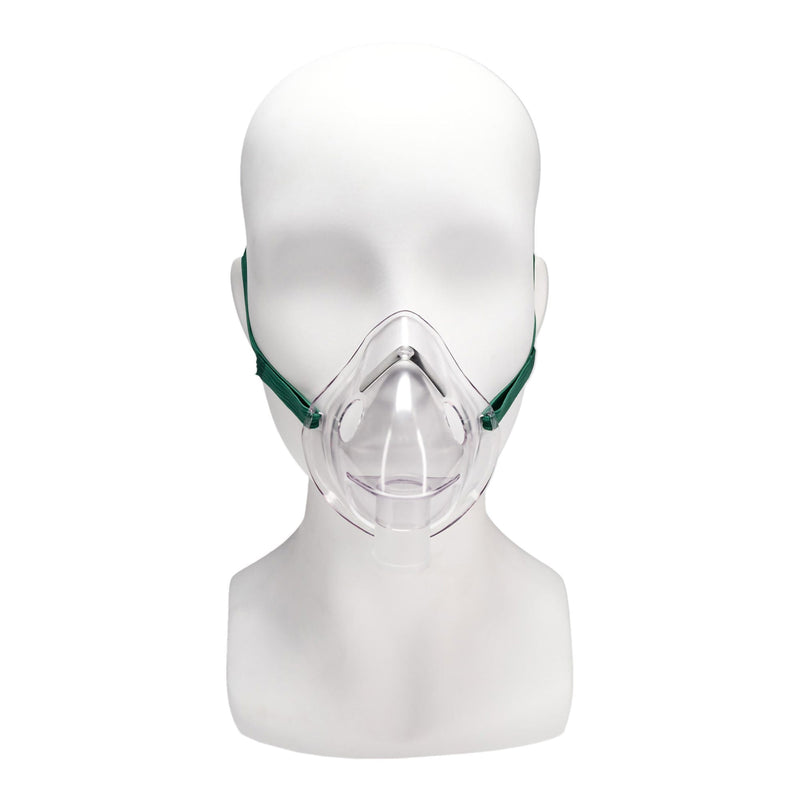 Oxygen Mask Salter Labs Elongated Style Adult One Size Fits Most Adjustable Head Strap / Nose Clip 