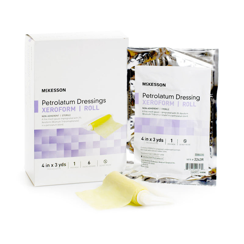 Xeroform Petrolatum Impregnated Dressing McKesson Roll 4 Inch X 3 Yard Sterile (Case of 6 Boxes)