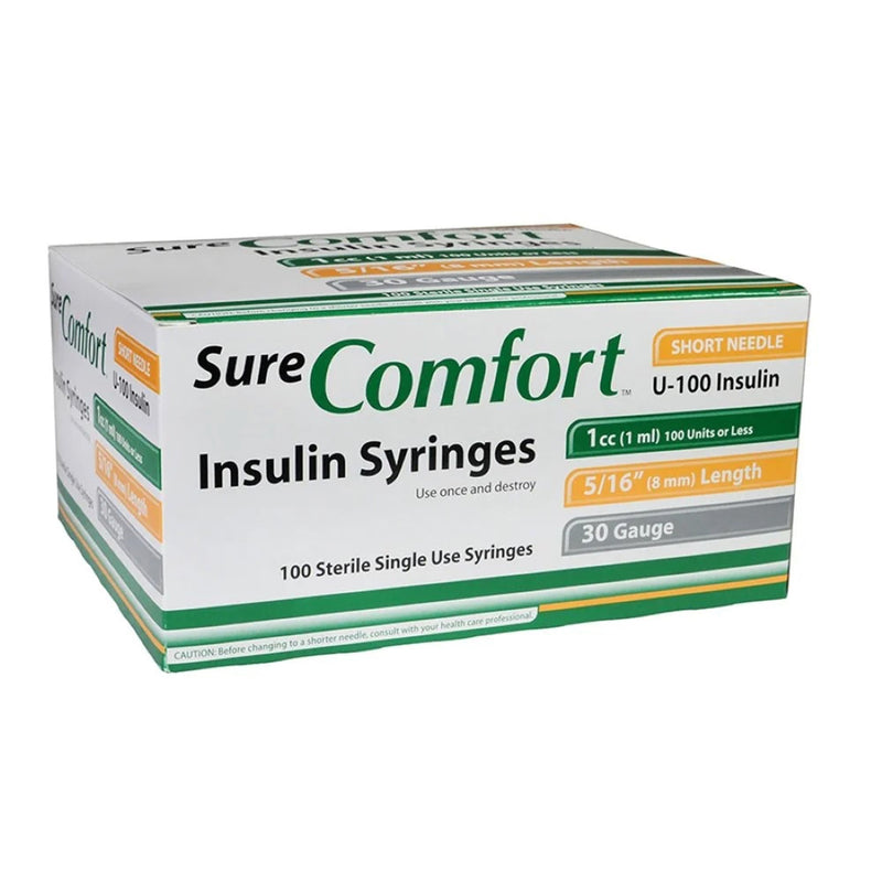 Standard Insulin Syringe with Needle Surecomfort 1 mL 5/16 Inch 30 Gauge NonSafety Regular Wall 